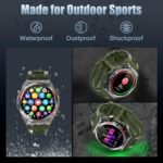 Military Smart Watch, 1.52-Inch Smartwatch with Text and Call, Heart Rate, Blood Oxygen, and Activity Trackers - Compatible with iPhone and Android, for Men and Women (Classic, Green) - Image 5
