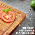 Cutting Boards, 16.5x13 Large Acacia Wooden Cutting Boards for Kitchen, Edge Grain Reversible Wood Chopping Board with Juice Groove and Handles, Pre-Oiled Carving Tray for Meat & Cheese - Image 4