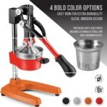 Eurolux Cast Iron Citrus Juicer | Extra-Large Commercial Grade Manual Hand Press | Heavy Duty Countertop Squeezer for Fresh Orange Juice (Bonus Stainless Steel Cup) (Gray) - Image 3