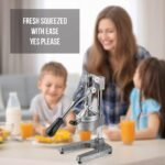 Eurolux Cast Iron Citrus Juicer | Extra-Large Commercial Grade Manual Hand Press | Heavy Duty Countertop Squeezer for Fresh Orange Juice (Bonus Stainless Steel Cup) (Gray) - Image 4