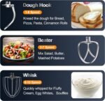 Stand Mixer, 6.5QT 10-Speed Tilt-Head Electric Stand Mixer, 3-In-1 Kitchen Mixer with Bowl, Dough Hook, Whisk and Beater, Food Mixer for Baking, Cake and Most Home Cooks, Beige - Image 5