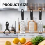 5 Pcs Zester Grater Set Cheese Grater with Stainless Steel Blade for Kitchen Tool for Parmesan Cheese, Ginger, Garlic, Nutmeg, Chocolate, Vegetables, Fruits Dishwasher Safe - Image 3
