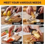 5 Pcs Zester Grater Set Cheese Grater with Stainless Steel Blade for Kitchen Tool for Parmesan Cheese, Ginger, Garlic, Nutmeg, Chocolate, Vegetables, Fruits Dishwasher Safe - Image 5
