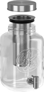 Kook 1 Gallon Mason Jar Drink Dispenser, Thick Glass Carafe, Stainless Steel Spigot and Mesh Filter, Premium Iced Coffee Maker, Cold Brew Pitcher & Tea Infuser - Image 3