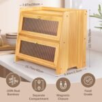 Bread Box For Kitchen Countertop, Corner Breadbox, Bread Boxes for Kitchen Counter Organizer Decor Storage, Wooden Storage Box Breadbox, Housewarming Birthday Wedding Christmas Gift - Image 3