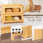 Bread Box For Kitchen Countertop, Corner Breadbox, Bread Boxes for Kitchen Counter Organizer Decor Storage, Wooden Storage Box Breadbox, Housewarming Birthday Wedding Christmas Gift - Image 4