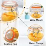 Encheng 32 oz Wide Mouth Mason Jars with Airtight Hinged Lids, Large Glass Jar with Lid for Pickling, Fermentation, Canning, Food Storage – Set of 4 Glass Storage Containers - Image 4