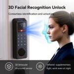 Smart Lock with Face Recognition, 3-in-1 Camera+ Doorbell+ Keyless Entry Door Lock, Palm Vein, Fingerprint, Keypad, WiFi Electronic Deadbolt for Front Door, Motion Sensor, Tuya App, Alexa - Image 4
