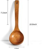 FJNATINH Wooden Ladle with Long Handle, Handmade Soup Ladle for Cooking Kitchen Cookware - Image 3