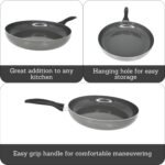 IMUSA 12-Inch Ceramic Nonstick Frying Pan – Large Gray Aluminum Skillet with Cool-Touch Handle, Ideal for Sautéing, Stir-Frying & Searing– Healthy Non-Stick Cookware for Home Kitchen - Image 3