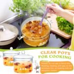 Zubebe 2 Pcs Glass Pots for Cooking on Stove Set Glass Saucepan with Cover Heat Resistant Clear Pots and Pans Set Stovetop Cookware Simmer Pot with Lid for Soup Milk(1.3 L, 1.9 L) - Image 5
