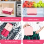 Bento Lunch Box with 8oz Soup Thermo, Kids Leakproof Lunch Food Containers with 4 Compartment, Kids Thermo Insulated Hot Food Jar for School, Trvael - (Pink) - Image 6