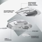 Logitech G502 X Lightspeed Wireless Gaming Mouse - LIGHTFORCE Hybrid Optical-Mechanical switches, Hero 25K Gaming Sensor, Compatible with PC - macOS/Windows - White - Image 6