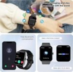 Smart Watch(Answer/Make Call), 1.85" Smartwatch for Men Women, 100+ Sport Modes, Pedometer, IP68 Waterproof Fitness Tracker, Heart Rate/Sleep Monitor, Smart Watches for Android & iOS (2 Straps) - Image 3