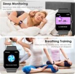 Smart Watch(Answer/Make Call), 1.85" Smartwatch for Men Women, 100+ Sport Modes, Pedometer, IP68 Waterproof Fitness Tracker, Heart Rate/Sleep Monitor, Smart Watches for Android & iOS (2 Straps) - Image 4