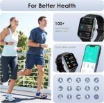 Smart Watch(Answer/Make Call), 1.85" Smartwatch for Men Women, 100+ Sport Modes, Pedometer, IP68 Waterproof Fitness Tracker, Heart Rate/Sleep Monitor, Smart Watches for Android & iOS (2 Straps) - Image 5
