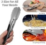 12 Pcs Stainless Steel Kitchen Tongs, 7/9/12 Inches Heat Resistant Cooking Tongs Heavy Duty Metal Locking Tong Non-Slip Metal Food Tong for Cooking Food Grill Salad BBQ - Image 5