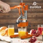 Eurolux Cast Iron Citrus Juicer | Extra-Large Commercial Grade Manual Hand Press | Heavy Duty Countertop Squeezer for Fresh Orange Juice (Bonus Stainless Steel Cup) (Orange) - Image 3