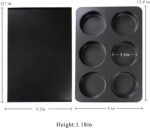 6 Cup Straight Side Jumbo English Muffin Cupcake Pan with Lid, Nonstick Hamburger Burger Bun Mold Muffin Pan for Baking Egg Sandwich Frittata Cinnamon Roll Focaccia Quiche Pancake - Image 3