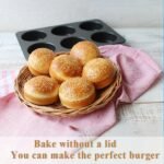6 Cup Straight Side Jumbo English Muffin Cupcake Pan with Lid, Nonstick Hamburger Burger Bun Mold Muffin Pan for Baking Egg Sandwich Frittata Cinnamon Roll Focaccia Quiche Pancake - Image 5