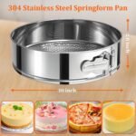 10 Inch Springform Pan 304 Stainless Steel Nonstick Springform Cake Pan with Removable Bottom, Round Spring Form Cheesecake Pans For Baking - Image 3