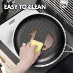 Non Stick Frying Pans, 12 inch with Lid Hybrid Frying Pans Nonstick,non stick Stainless Steel Skillets, Dishwasher/Oven Safe Cookware, Induction Compatible, PFOA Free Cookware - Image 3