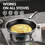 Non Stick Frying Pans, 12 inch with Lid Hybrid Frying Pans Nonstick,non stick Stainless Steel Skillets, Dishwasher/Oven Safe Cookware, Induction Compatible, PFOA Free Cookware - Image 4