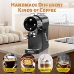 Espresso Machine 20 Bar, Touchscreen Espresso Coffee Machine with Steamer, Espresso Maker with Milk Frother for Latte & Cappuccino, Removable Water Tank, Modern Black Design - Image 4