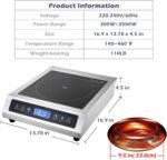 Commercial Induction Cooktop, Portable Electric Countertop Burner with Sensor Touch and LCD Screen(3500W/220V),Commercial Grade Induction cooker for Hotel Restaurant School - Image 5