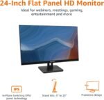 Amazon Basics 24-inch Full HD IPS Monitor, 75 Hz, 1080P, HDMI, Display Port and VGA Input, Adjustable Stand, VESA Compatible, Built-in Speakers for Office and Home, Black - Image 3
