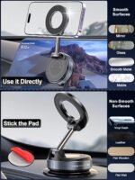 Upgraded 360° Vacuum Magnetic Phone Holder, Magnetic Car Phone Mount, Hands-Free Suction Cup Phone Holder for Car/Gym/Mirror/Shower, Car Mount Compatible with iPhone 17 Pro Max/Android - Image 5