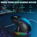 SOLAKAKA SM820 Wireless Gaming Mouse with RGB Charging Dock,24000 DPI Tri-Modes Wireless Mouse with 2 Side Buttons,Programmable Macro Mouse for Gaming(Black) - Image 3