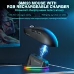 SOLAKAKA SM820 Wireless Gaming Mouse with RGB Charging Dock,24000 DPI Tri-Modes Wireless Mouse with 2 Side Buttons,Programmable Macro Mouse for Gaming(Black) - Image 4