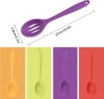 4 Pieces Silicone Slotted Spoons,Nonstick Mixing Serving Spoons for Kitchen Cooking Bake Stir Draining Tool - Image 3