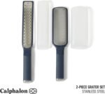 Calphalon Edge 2 Piece Stainless Steel Handheld Cheese Grater and Lemon Zester W/Covers & Rubber Handles - Navy Blue - Image 3