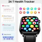 Smart Watch for Men Women (Answer/Make Calls), 1.96" HD Screen Fitness Watch with Blood Pressure/Heart Rate/Sleep/Body Temperature/Stress Monitor, SOS Button, IP68 Waterproof (Blue) - Image 4