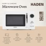 Haden 700 Watt 0.7 Cubic Foot Microwave Oven with Digital Controls, Defrost, and Instant Start Countertop Small Appliance, Ivory/Chrome - Image 3