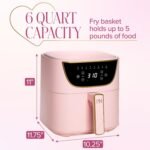 Paris Hilton Air Fryer, Large 6-Quart Capacity, Nonstick Made without PFAS, Touchscreen Display, 8-in-1 (Air Fry, Roast, Broil, Bake, Reheat, Keep Warm, Pizza, Dehydrate), Dishwasher Safe, Pink - Image 5