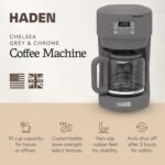 Haden Chelsea 10 Cup Digital Drip Coffee Maker with Glass Carafe, Grey & Chrome - Image 3