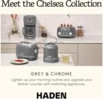 Haden Chelsea 10 Cup Digital Drip Coffee Maker with Glass Carafe, Grey & Chrome - Image 6