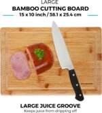 Bamboo Cutting Boards for Kitchen with Juice Groove [Set of 2] Wood Cutting Board for Chopping Meat, Vegetables, Fruits, Cheese, Knife Friendly Serving Tray with Handles - Image 4
