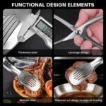 Nezylaf Kitchen Tongs 10.8" Stainless Steel, Heat Resistant 600°C | Perfect for BBQ, Cooking, Serving Tongs & Salad Tongs | Spring-Loaded Design - Image 5
