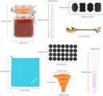 3.4 oz Small Glass Spice Jars with Lables, 24 Pack Empty Mini Square Spice Bottles with Airtight Flip Top Lids, Chalkboard Labels and Collapsible Funnel for Home and Kitchen - Image 3