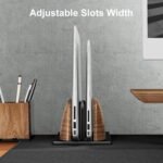 UPERGO Vertical Laptop Stand, Dual Slot Wooden Laptop Holder Vertical for Desk, Width Adjustable Dock for MacBook Pro and Other Laptops - Image 4