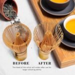 BambooMN Matcha Whisk Set - Chasen (Tea Whisk), Chashaku (Hooked Bamboo Scoop), Tea Spoon - Black - Image 6