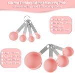 Measuring Cups and Spoons Set, 8-Piece Plastic Measure Cups, Kitchen Cooking Baking Tools, Nesting Design with Stainless Steel Handles for Liquid, Dry Ingredients (Pink) - Image 3