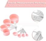 Measuring Cups and Spoons Set, 8-Piece Plastic Measure Cups, Kitchen Cooking Baking Tools, Nesting Design with Stainless Steel Handles for Liquid, Dry Ingredients (Pink) - Image 4