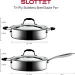 Tri-Ply Stainless Steel Saute Pan with Steamer, 5 Quart Deep Sauté Pan with Lid,11.5 Inch Frying Pan,Dishwasher and Oven Safe,Induction Stainless Steel Cookware - Image 6