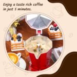 Coffee Pot 6 Cup Electric Espresso Coffee Maker Italian Moka Maker 300ml Portable Aluminum Espresso Machine Cafetera Moka Pot with Detachable Base, Gift for Home Travel(Red) - Image 4