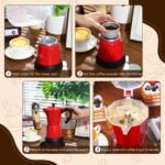 Coffee Pot 6 Cup Electric Espresso Coffee Maker Italian Moka Maker 300ml Portable Aluminum Espresso Machine Cafetera Moka Pot with Detachable Base, Gift for Home Travel(Red) - Image 6